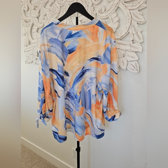 NWT Allison Daley Lightweight Vibrant Brushstroke Blouse - 3X - Picture 3 of 6